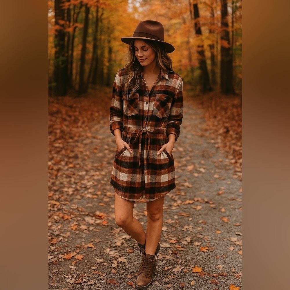 Plaid Flannel shirt dress
